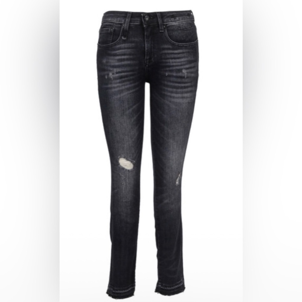 R13 luxury distressed strummer black Alison skinny jeans size 26 high end - Picture 5 of 10